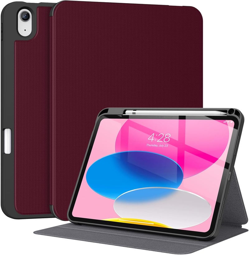Supveco Case for iPad (A16) 11th Generation 11 inch (2025),iPad 10th Generation 10.9 inch (2022) with Pencil Holder-[Auto Wake/Sleep],Premium Folio Stand Case with Soft TPU Back Cover-Pure Wine - Image 1